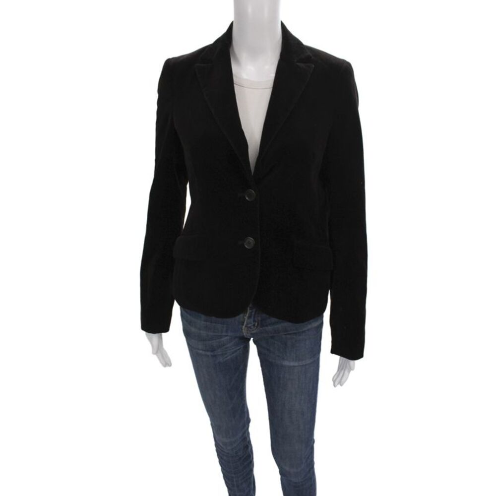 Theory Womens Velvet Collared Buttoned Long Sleeve Blazer Jacket Brown Size 6